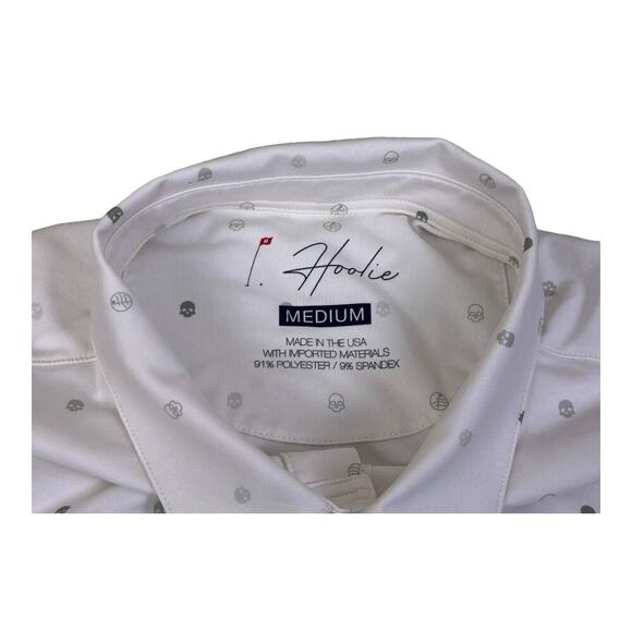 Hoolie Golf Polo Shirt White Size Medium Skulls Made in the USA - Picture 12 of 12